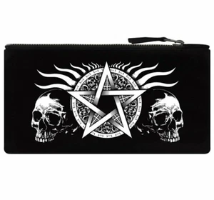 Skull Pentagram Black Pencil Case, Gothic Witchcraft, Supernatural Evil, Gift - Picture 1 of 4