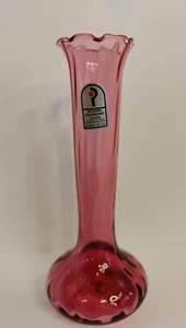 PILGERGLAS Cranberry Knospenvase gerippte Optik (PN 1746) - Bild 1 von 2
