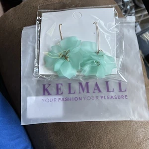 kelmall fashion turquoise flower drop earrings - Picture 1 of 1