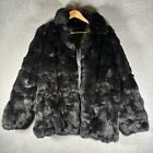 Fur Coat Black Rabbit Jacket Real France Fur VTG Womens M