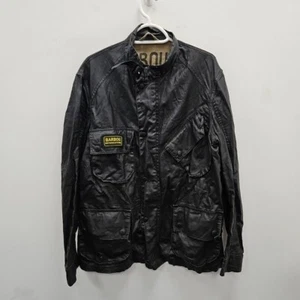 Barbour Duralinen Soft Linen Flyer Biker Black Coat Jacket Size Medium Men's - Picture 1 of 10