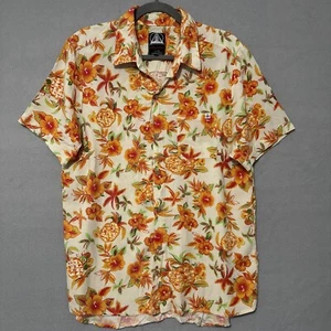 San Franpsycho Men’s Orange Hawaiian Shirt/ Size Large - Picture 1 of 6