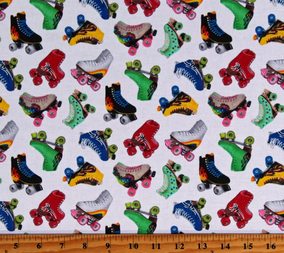 Patines de algodón patines patinaje tela blanca estampado por yarda D673.83 Foto 1 de 1