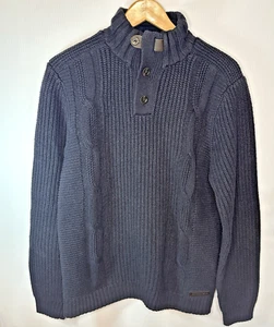 Suéter Ted Baker London Azul Tejido con Cable Mezcla de Lana Cuello Simulado Para Hombre Talla Grande 4 - Imagen 1 de 12