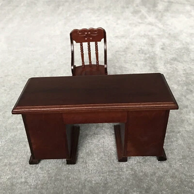 Juego de sillas de escritorio 2 piezas miniaturas hechas a mano escala 1:12 para casa de muñecas muebles de oficina Foto 1 de 4