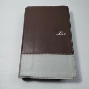 Couples Devotional Bible Imitation Leather Brown Silver Italian Duo-Tone - Imagen 1 de 16