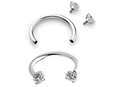 Anillo labial pendiente cartílago aro tabique perforación herradura cristal circonita cúbica Foto 1 de 4