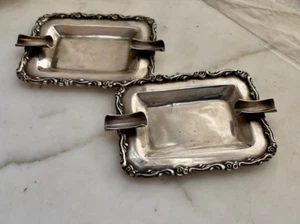 STERLING SILVER Ecuatorianas Platerias 925 Ashtrays heavy Vintage - Foto 1 di 10