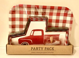 Pick-Up Truck Party Pack -3 Platters, 3 Nesting Serving Bowls & 12 Food Picks - Picture 1 of 7