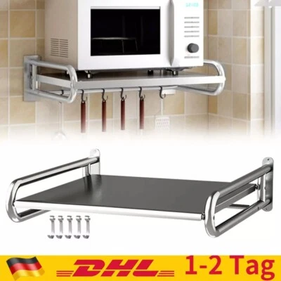 Microwave Holder Microwave Mount Storage Holder Wall Mount + 5 Hooks New - Image 1 of 4