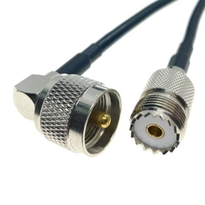 SO239 Female jack to PL259 UHF Male Right Angle RG58 Coaxial Connector Cable lot - Image 1 of 4