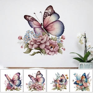 Butterfly Flower Plant Wall Stickers Self-adhesive Wallpaper Toilet BathroomDo ♢ - Picture 1 of 23