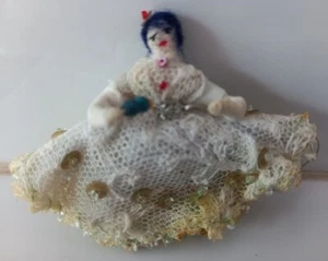 ANTIQUE FABRIC MADE LITTLE DOLL , 2 INCHES HIGH - Picture 1 of 6