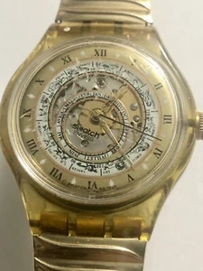 Swatch Watch Skeleton Zodiac Horoscope Men’s Vintage 23 Jewel WORKS Gold/Silver - Picture 1 of 24