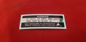 FORD FAIRMONT GT EMAIL 40AMP ALTERNATOR DECAL BLACK ON CHROME FOIL XT 1968 - Picture 1 of 1