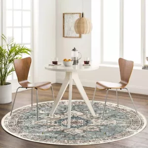 6" Round Oriental Medallion Rug Distressed Area Soft Rugs Non-slip for Bedroom - Picture 1 of 6