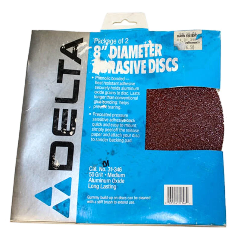 Delta Tool 31-346 8" 50 Grit Abrasive Discs 2/pkg. Delta-31346 - Image 1 of 1