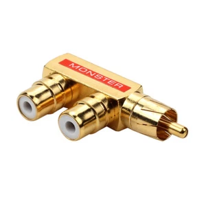Gold Plated AV Audio Splitter Plug RCA Adapter 1 Male To 2 Female F Connector - Picture 1 of 10
