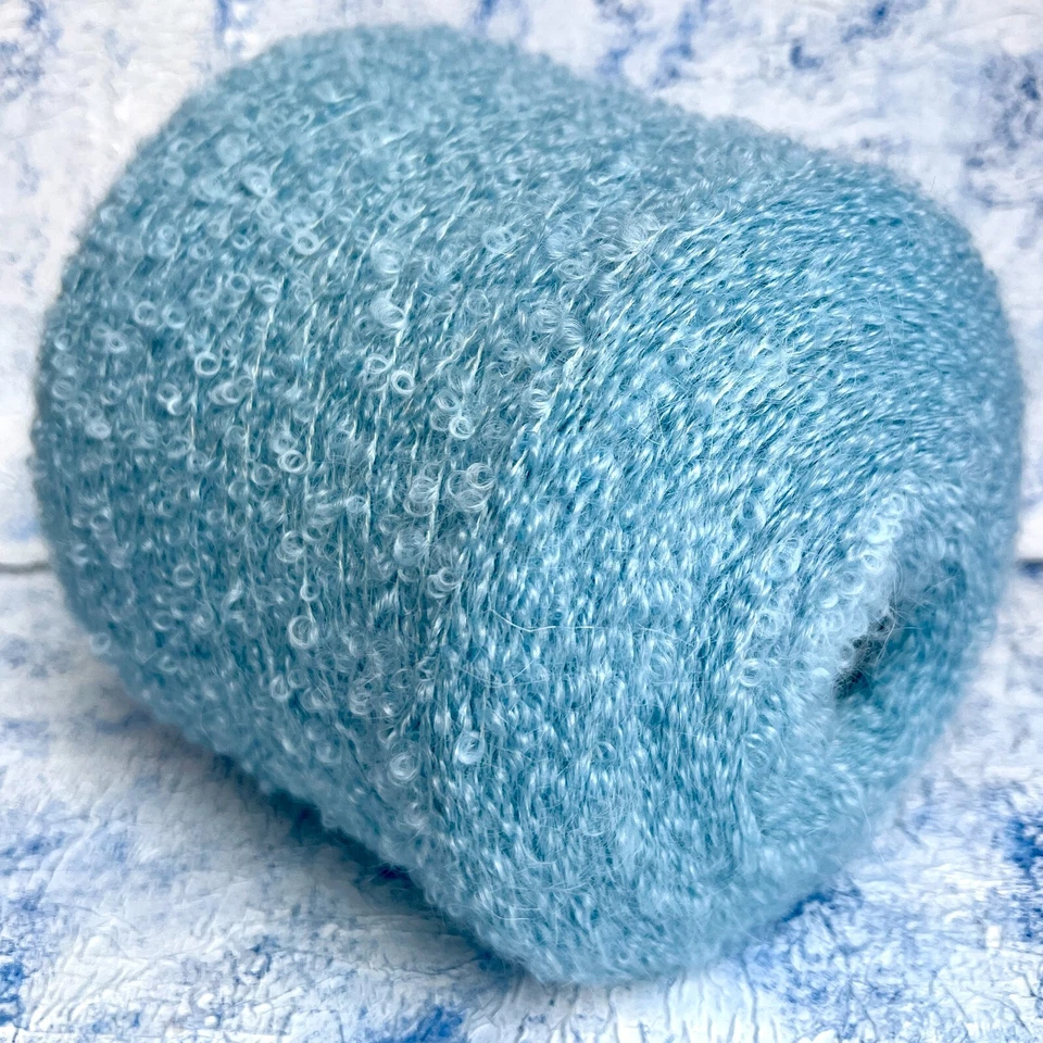 Kid Mohair Silk Boucle Yarn on cone- 75/25% Kid Mohair/Silk, per 100g/3.52oz - Image 1 of 4