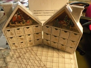 ADVENT CALENDAR WOOD FOLDING HOUSE SANTA SLEIGH HOUSE DRAWERS NEW IN PACKAGE - Picture 1 of 6