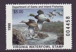 Estampilla VA11 1998 Virginia State Duck DSS - Imagen 1 de 1