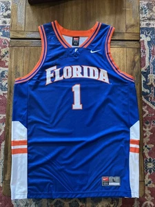 VINTAGE Florida Gators Nike Jersey Mens Large Blue Team Basketball #1 Autograph - Picture 1 of 9