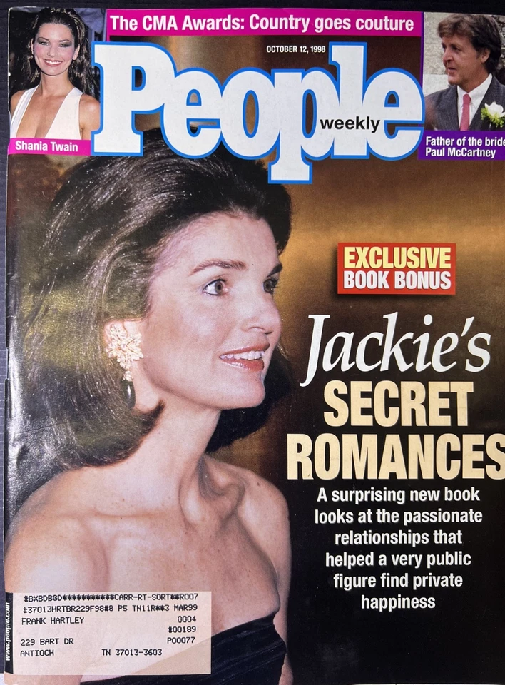 People Magazine - Jackie Kennedy Secret Romances - October 12 1998 - BOOK BONUS - Image 1 of 2