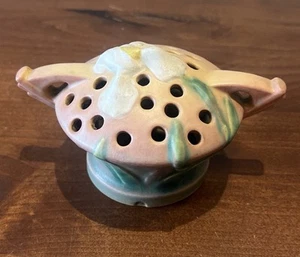 Rare Vintage Roseville Iris Frog In Pink Art Pottery Art Deco Nice! - Picture 1 of 5