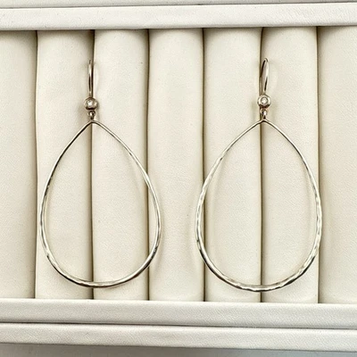 Ippolita Diamond Teardrop Earrings Sterling Silver Classico Hammered Signed 925 - Image 1 of 4