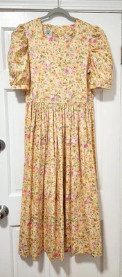 Vintage Laura Ashley Floral Puff Sleeve Romantic Cottagecore Long Dress Size 10  - Image 1 of 4