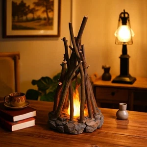 Bonfire Flame Branch Stone Ambient Light - Sleep Aid Desktop Decor Ornament Gift - Picture 1 of 15