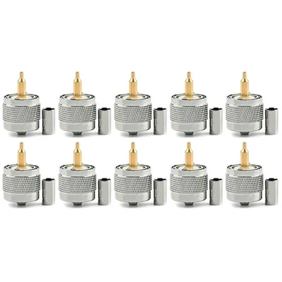 10PCS Replacement UHF Male PL259 Crimp Plug Connector for RG142 LMR195 Cable - Image 1 of 4