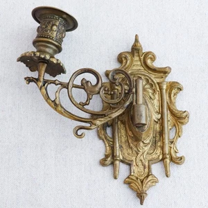Antique French Ormalu Brass Bronze Single Candlestick Swivel Wall Sconce 6" - Picture 1 of 6