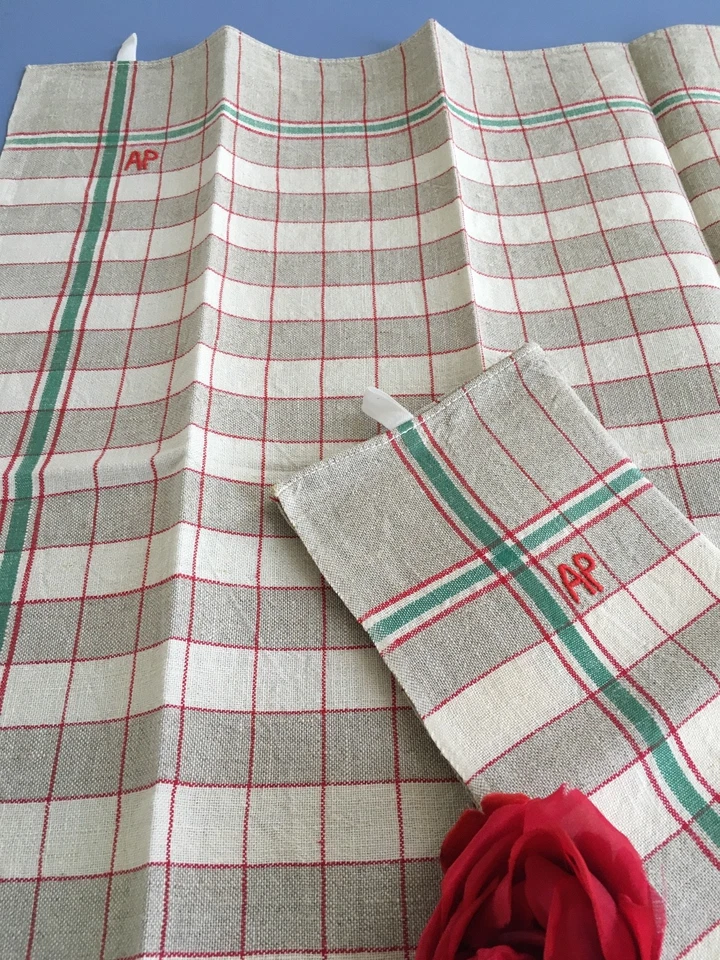 Torchons Métis Carreaux Rouge vert -VENDUS PAR DEUX - Etat neuf - 1771/124-3 - Photo 1/1