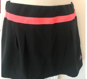 Adidas Skort Women Medium Black Coral Climalite Golf Tennis Running Training NEW - Picture 1 of 9