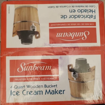 Sunbeam 4-Quart Ice Cream Maker Wooden Bucket : New and factory sealed - Image 1 of 4
