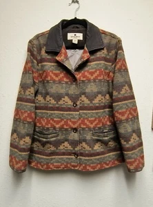 Vtg Woolrich Blanket Wool Jacket Coat Aztec Southwestern Navajo Women's L - Picture 1 of 20