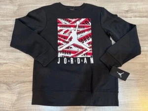 NWT Air Jordan Youth Black Crewneck Sweatshirt - Boys XL - Picture 1 of 9