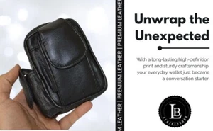 FUNDA CIGRATTE SOPORTE NEGRO CON CELULAR Y BOLSILLO ENCENDEDOR CUERO GENUINO - Imagen 1 de 4