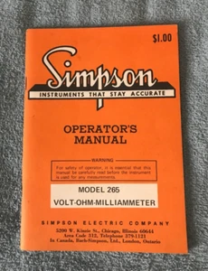 Simpson Electric Company Operator's Manual 265 - Picture 1 of 4