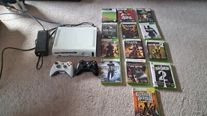 Xbox 360 White 60 GB w/two controllers, 13 games, composite/component cable USED - Picture 1 of 4
