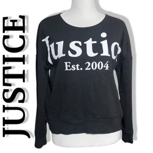 JUSTICE Black Graphic Pullover Sweater w/ White Print, Soft & Cozy, Size 14/16 - Picture 1 of 6