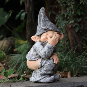Naughty Garden Gnome Statue Elf Out The Door Home Yard Decor Resin crafts - Picture 1 of 5