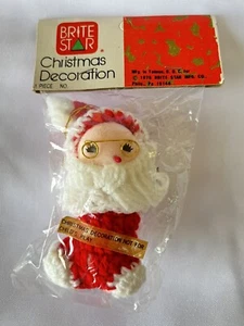 Brite Star Knit Santa In Stocking Christmas Ornament Decoration NOS 1976 - Picture 1 of 10