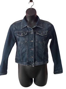 Miss bonbon Girl Dark Blue Graphic Print Denim Jacket Size XL - Picture 1 of 11