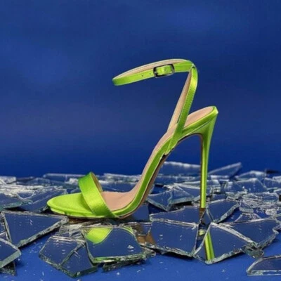 Womens Summer PU Leather Round Toe Bukle Straps High Stiletto Heels Sexy Sandals - Image 1 of 4