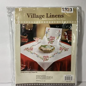 Village Linens Cross Stitch KIT, Candy Canes  Table Topper 34 x 34 - Picture 1 of 9