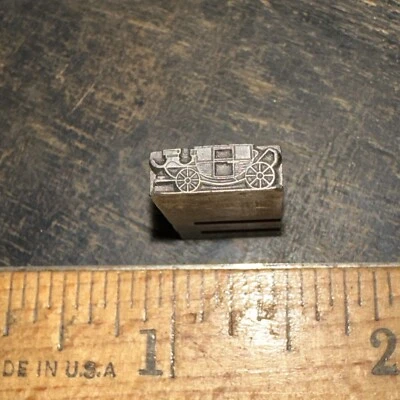 Printing Block “ Old Wagon/Stagecoach “ Lead Dingbat, Nice Details! - Image 1 of 4