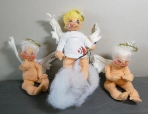 VTG Set of 3 1961 Annalee Naughty Angel Cherub Blonde Dolls Christmas Decor USA - Imagen 1 de 10