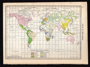 1909 Hammond Map of The World showing Commercial Languages & StateOrganizations - Picture 1 of 8